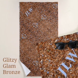 Golden Glitzy Glam Bronze Beach Towel