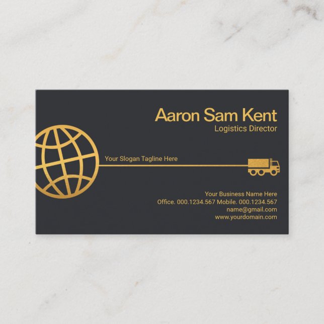 Golden Globe Gold Truck Supply Line Logistics Business Card (Front)