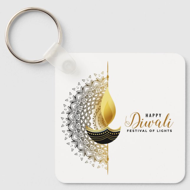 Golden Glow: A Diwali Blessing Key Ring (Front)
