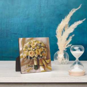 "Golden Glow: A Honeyed Rose Bouquet of Love" Plaque