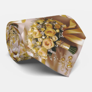 "Golden Glow: A Honeyed Rose Bouquet of Love" Tie