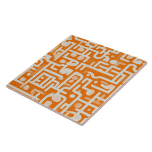 Golden Glow Apricot Wave Pattern Ceramic Tile