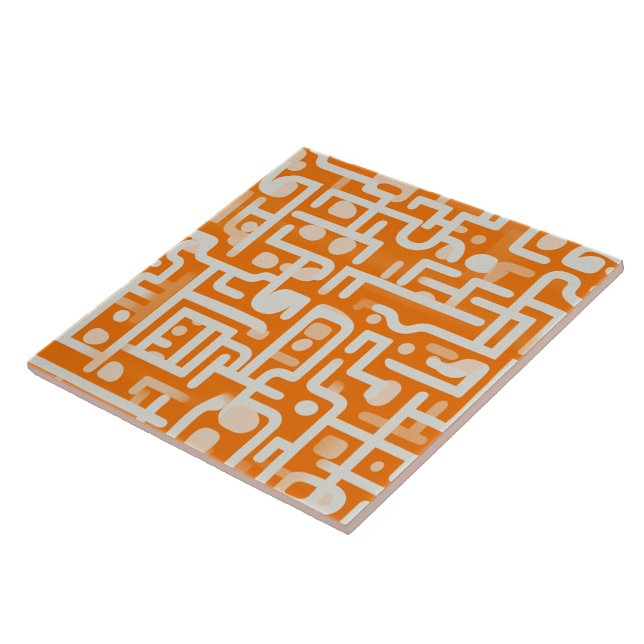 Golden Glow Apricot Wave Pattern Ceramic Tile (Side)
