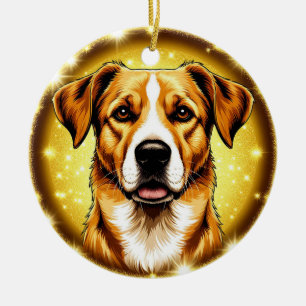 🌸 Golden Glow Elegant Pup Luxe Holiday Style 🌸 Ceramic Ornament