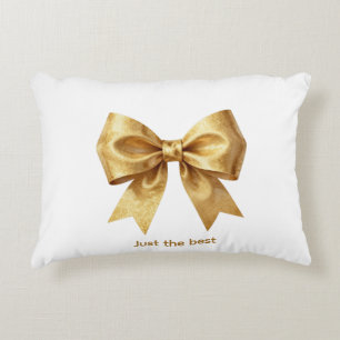 Golden Glow Festive Bow Decorative Cushion