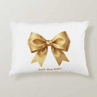 Golden Glow Festive Bow Decorative Cushion