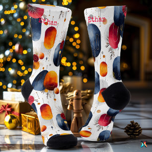 Golden Glow Holiday Socks with Warm Gradient Shape