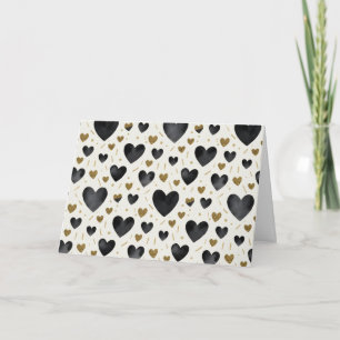 Golden Glow & Ink: Elegant Heart Card
