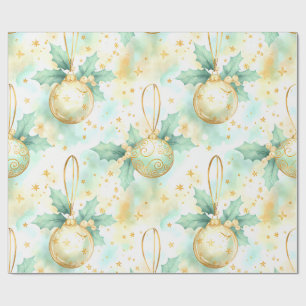 Golden Glow Noel – Pastel Christmas Ornament Patte Wrapping Paper