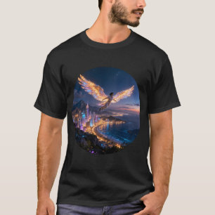 Golden glow over the nighttime civilisation T-Shirt