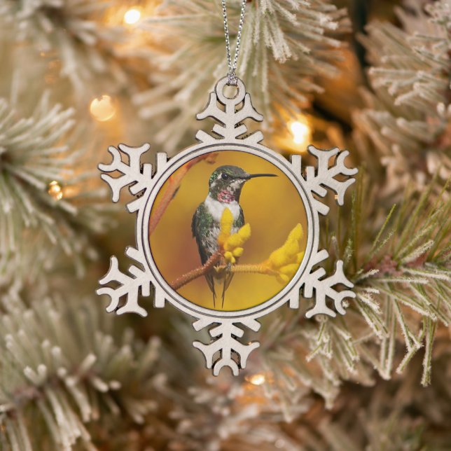 Golden Glow Snowflake Pewter Christmas Ornament (Tree)
