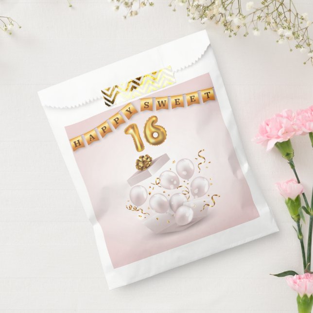 Golden Glow  Sweet 16 Balloons  Favour Bag (Sealed)