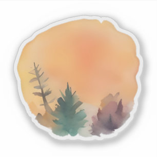 Golden Glow with Forest Silhouettes