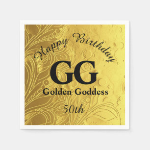 Golden Goddess Celebrate Happy 50th Birthday Party Napkin