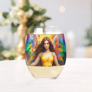 "Golden Goddess: Legendary Lightning Drinking Glas Stemless Wine Glass