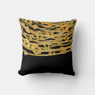 Golden Gold Black Leopard Cheetah Print Glam Cushion