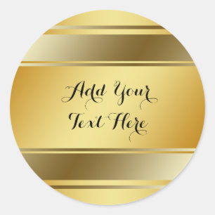 Golden Gold Foil Faux Glitter Customise Classic Round Sticker