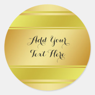 Golden Gold Foil Faux Glitter Customise Classic Round Sticker