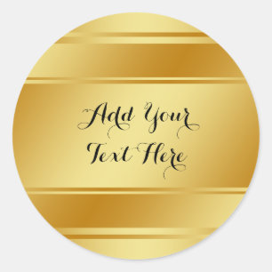 Golden Gold Foil Faux Glitter Customise Classic Round Sticker
