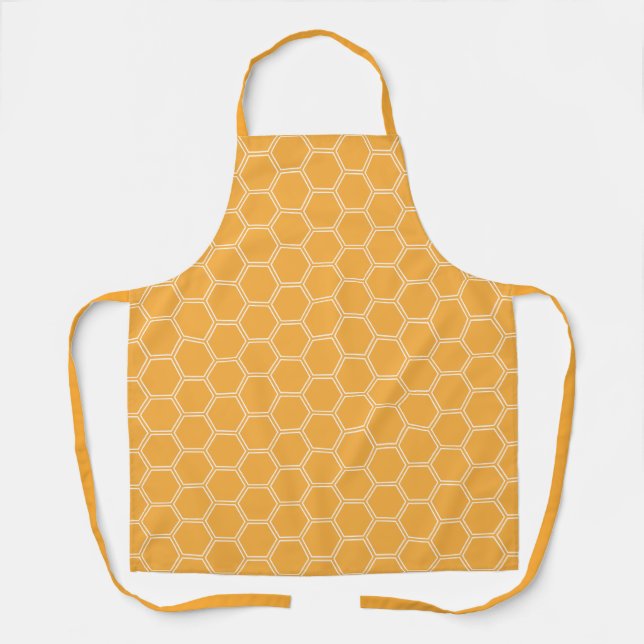 Golden Gold Honey Honeycomb Pattern Apron (Front)