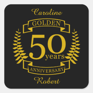 GOLDEN Golden 50 Years Wedding Anniversary 50 all Square Sticker