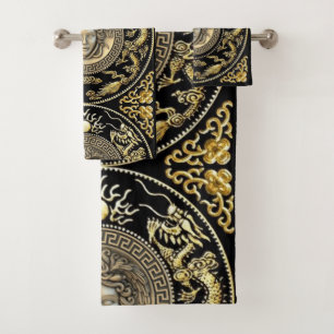 Golden Gorgon Medusa Hollywood Regency Bath Towel Set
