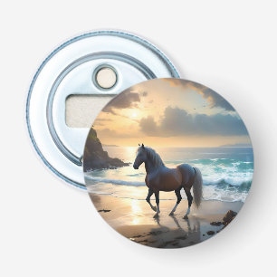 Golden Grace: A Palomino Horse on the Sunset Shore Bottle Opener