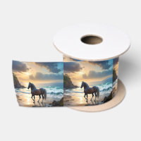 Golden Grace: A Palomino Horse on the Sunset Shore