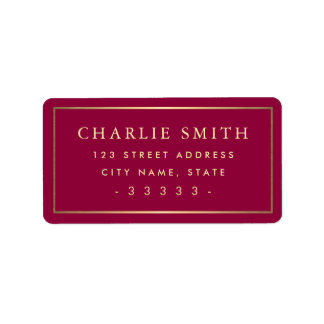 Golden gradient border burgundy return address label