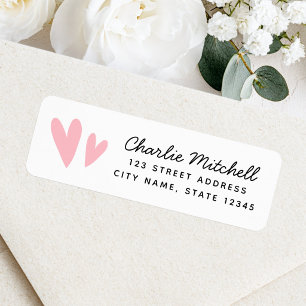 Golden gradient hearts script black return address label