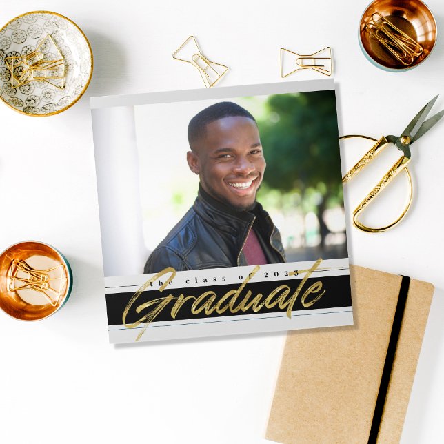 Golden Graduate Multi Photo Tri-Fold Announcement (Creator Uploaded)