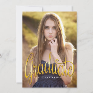 Golden Graduate Photo Graduation Party Invitation