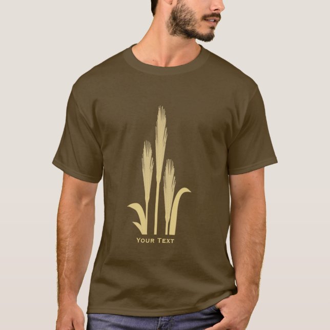 Golden Grains of Wheat Mens Long Sleeve Brown T T-Shirt (Front)