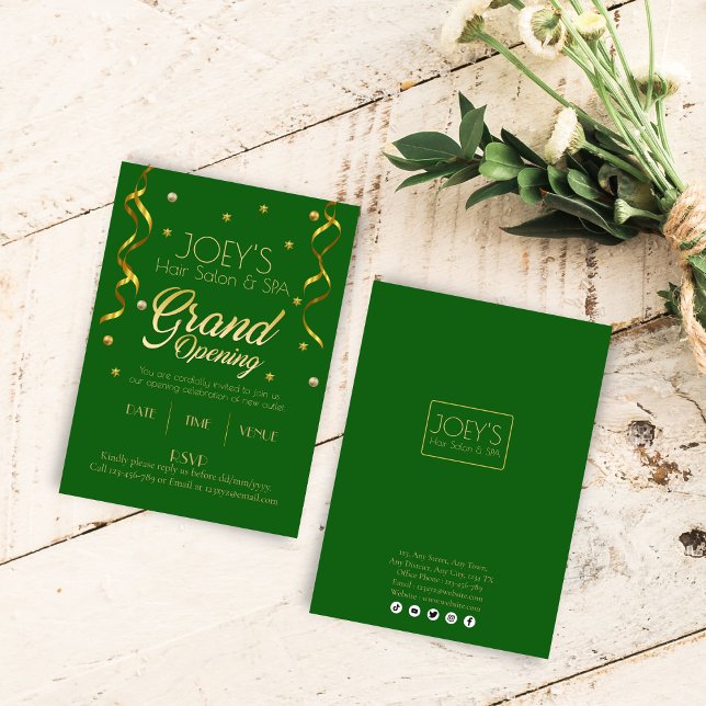 Golden Grand Opening Business RSVP Invitation Card (Creator Uploaded)