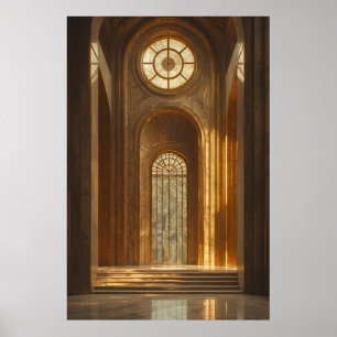 Golden Grandeur: A Majestic Hallway Poster