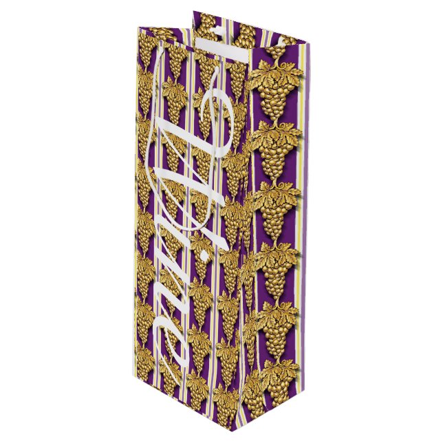 Golden Grapes Pattern Wine Gift Bag (Front Angled)