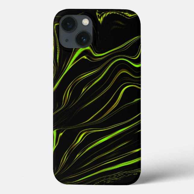Golden grass, wavy green long traces on black fund Case-Mate iPhone case (Back)