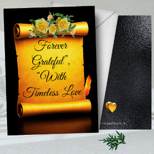 "Golden Gratitude Scroll, A Timeless Anniversary  Thank You Card