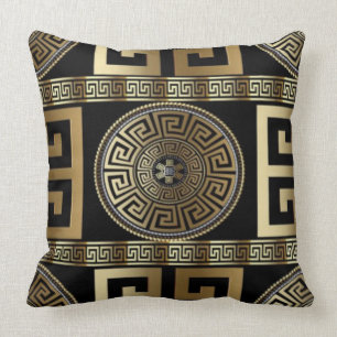 Golden Greek Key of Life  Cushion