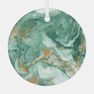 Golden-green acrylic: marble texture art. glass tree decoration