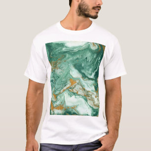 Golden-green acrylic: marble texture art. T-Shirt