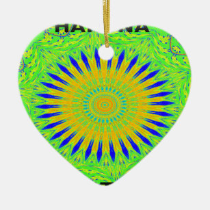 Golden Green African Traditional Fabric Colours Ceramic Tree Decoration
