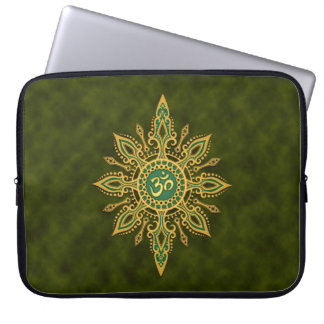Golden Green Aum Star Laptop Sleeve