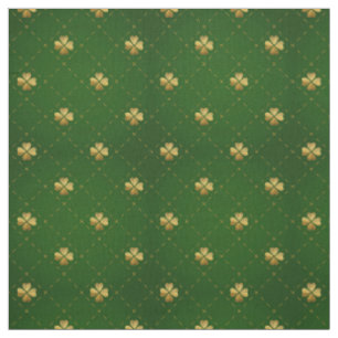 Golden Green Clover Pattern Fabric