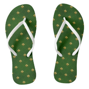 Golden Green Clover Pattern Thongs