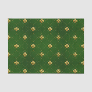 Golden Green Clover Pattern Tissue Paper