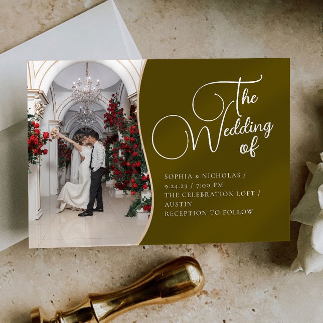 Golden Green Minimalistic Wedding Invitation (Creator Uploaded)