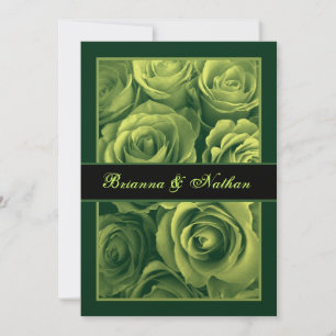 GOLDEN GREEN Rose Bouquet Wedding Invitation