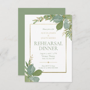 Golden Greenery Rehearsal Dinner Invitation