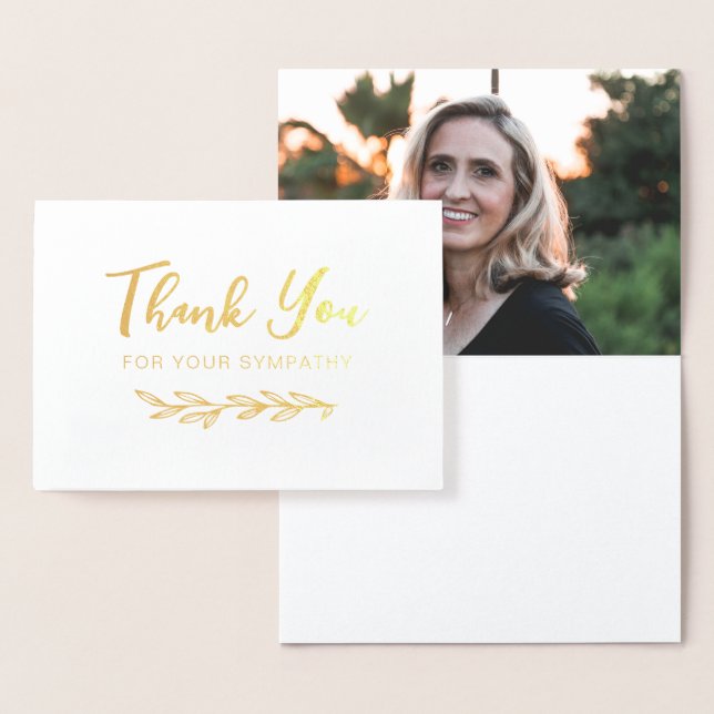 Golden Greenery Thank You Sympathy Photo Foil Card (Display)